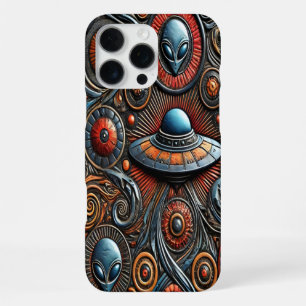 Mysterious Alien Craft in a Colorful Cosmic Design iPhone 16 Pro Max Case
