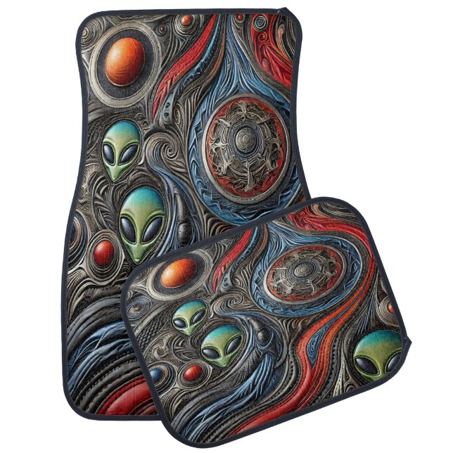 Mysterious Alien Meeting in Cosmos Car Floor Mat (Set)
