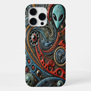 Mysterious Alien Patterns in Cosmic Design iPhone 16 Pro Max Case