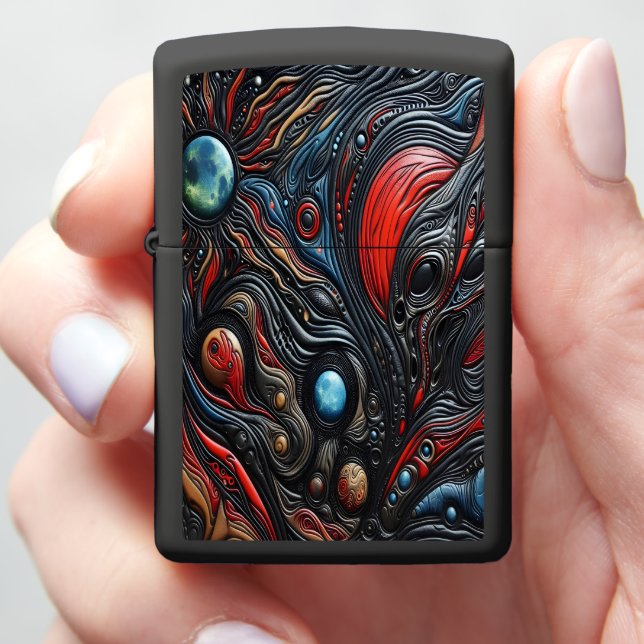 Mysterious Alien Presence in a Cosmic Realm Zippo Lighter (In Hand)