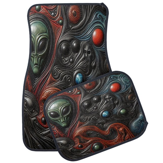 Mysterious Alien Presence in Cosmic Art Car Floor Mat (Set)