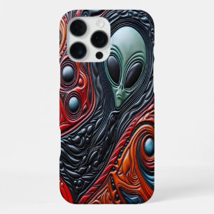 Mysterious Alien Presence in Vibrant Cosmic Swirl iPhone 16 Pro Max Case