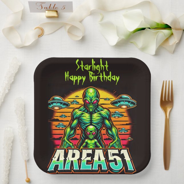 Mysterious Aliens Glow Near Area 51 Paper Plates (Wedding)