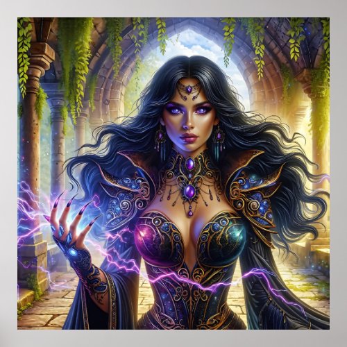 Mysterious and Seductive Storm Sorceress Poster