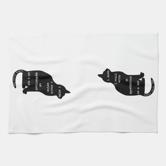 Mysterious as a Cat Edgar Allan Poe Quote Kitchen Towel (Horizontal)