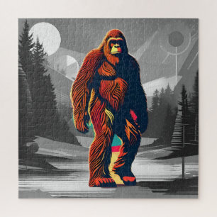 Mysterious Bigfoot Creature Seen in the Woods Jigsaw Puzzle