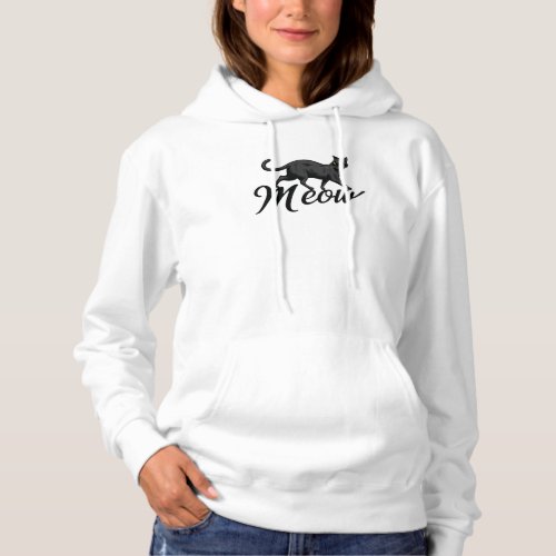 Mysterious Black Cat with Yellow Eyes _ Meow Desig Hoodie