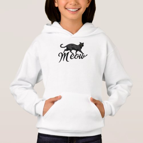 Mysterious Black Cat with Yellow Eyes _ Meow Desig Hoodie