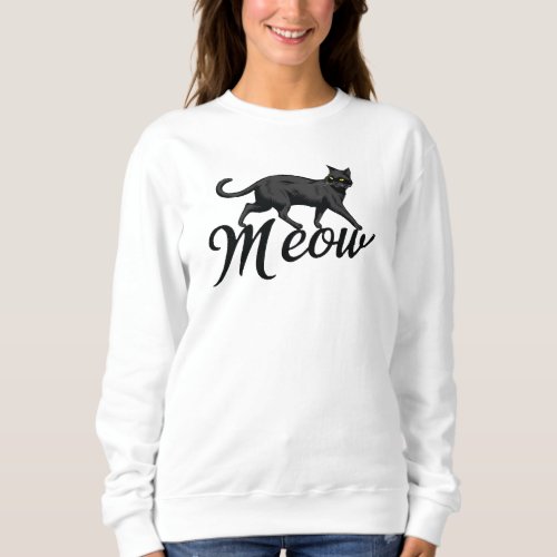 Mysterious Black Cat with Yellow Eyes _ Meow Desig Sweatshirt