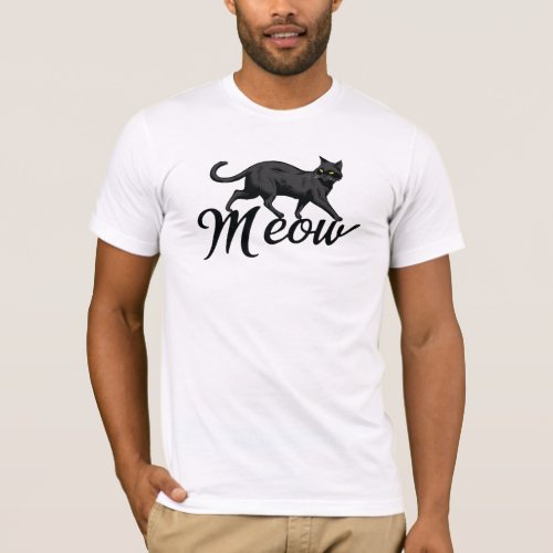 Mysterious Black Cat with Yellow Eyes _ Meow Desig T_Shirt