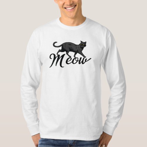 Mysterious Black Cat with Yellow Eyes _ Meow Desig T_Shirt