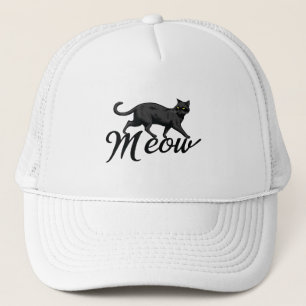 Mysterious Black Cat with Yellow Eyes - Meow Desig Trucker Hat