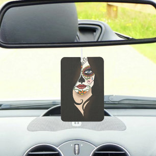 Mysterious Black Elegant Sugar Skull Portrait Air Freshener