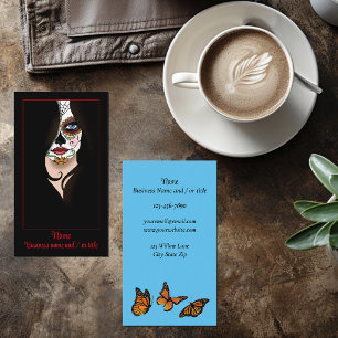 Mysterious Black Elegant Sugar Skull Portrait Business Card