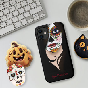 Mysterious Black Elegant Sugar Skull Portrait iPhone 11 Case