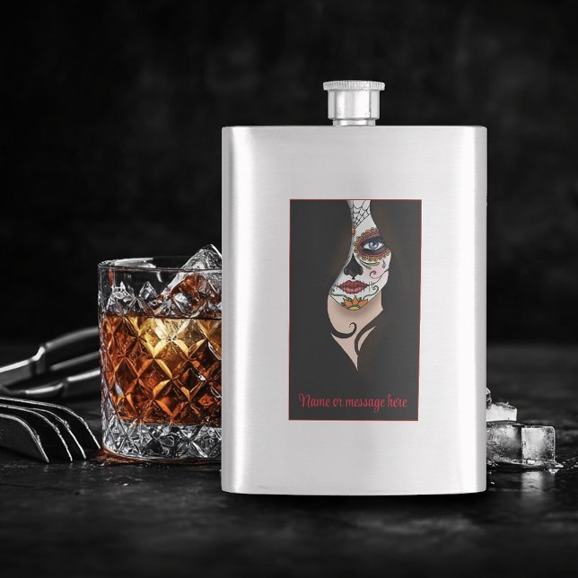 Mysterious Black Elegant Sugar Skull Portrait Flask (Creator Uploaded)
