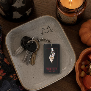 Mysterious Black Elegant Sugar Skull Portrait Keychain