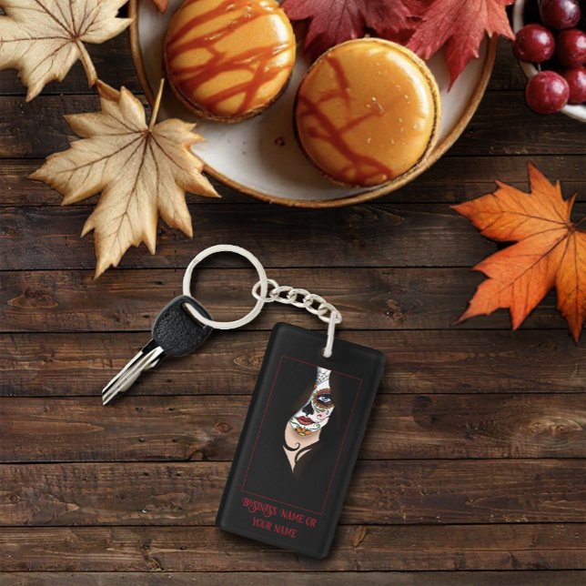 Mysterious Black Elegant Sugar Skull Portrait Keychain (Creator Uploaded)