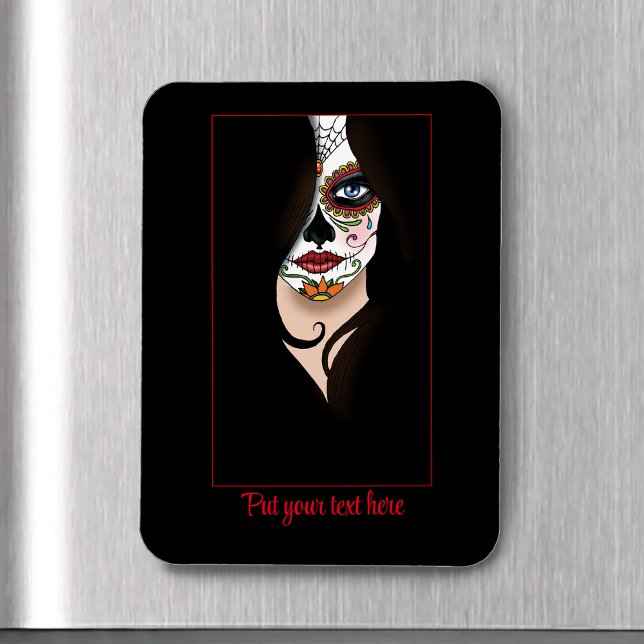 Mysterious Black Elegant Sugar Skull Portrait Magnet (Creator Uploaded)