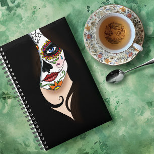 Mysterious Black Elegant Sugar Skull Portrait Planner