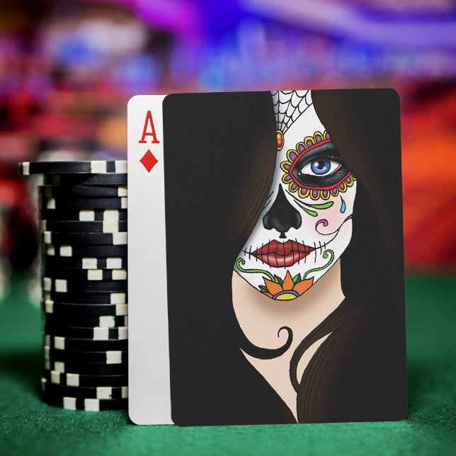 Mysterious Black Elegant Sugar Skull Portrait Poker Cards (Creator Uploaded)