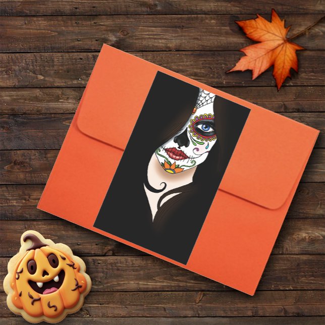 Mysterious Black Elegant Sugar Skull Portrait Rectangular Sticker (Creator Uploaded)