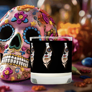 Mysterious Black Elegant Sugar Skull Portrait Scented Candle