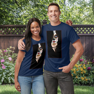 Mysterious Black Elegant Sugar Skull Portrait T-Shirt