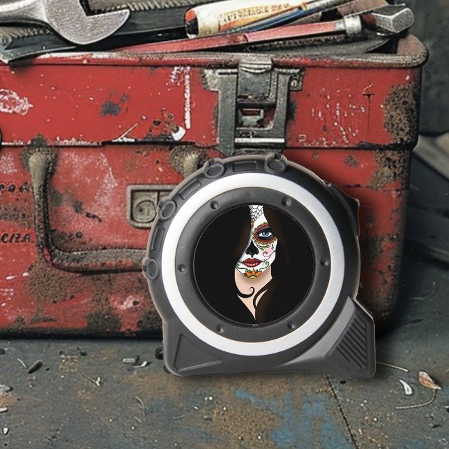 Mysterious Black Elegant Sugar Skull Portrait Tape Measure (Creator Uploaded)