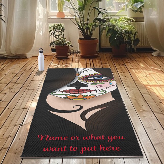 Mysterious Black Elegant Sugar Skull Portrait Yoga Mat (Creator Uploaded)