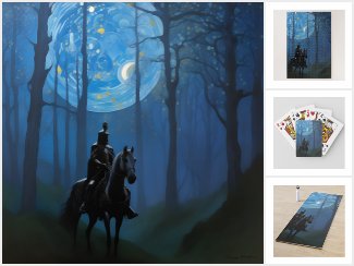 Mysterious Black Knight in the Moonlit Forest