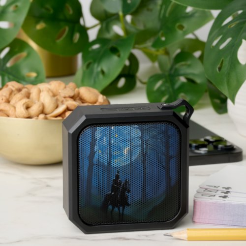Mysterious Black Knight in the Moonlit Forest Bluetooth Speaker