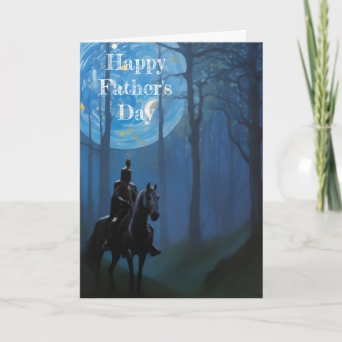 Mysterious Black Knight in the Moonlit Forest Card