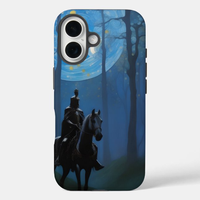 Mysterious Black Knight in the Moonlit Forest Case-Mate iPhone Case (Back)