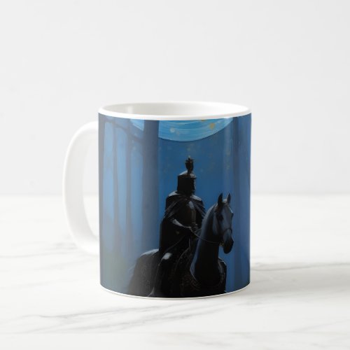 Mysterious Black Knight in the Moonlit Forest Coffee Mug