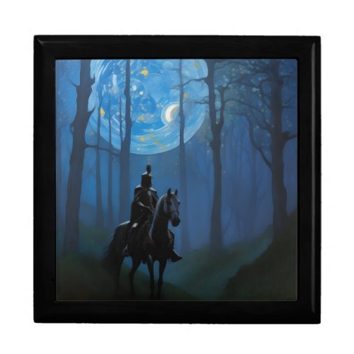 Mysterious Black Knight in the Moonlit Forest Gift Box