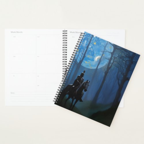 Mysterious Black Knight in the Moonlit Forest Planner