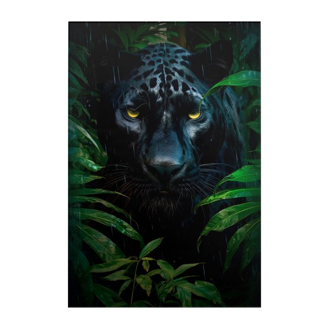 Mysterious Black Panther Jungle Wildlife Design Acrylic Print (Front)