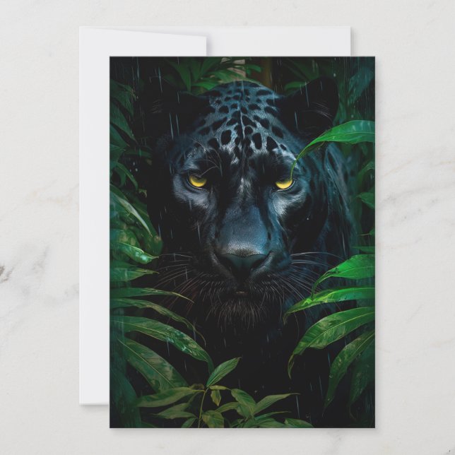 Mysterious Black Panther Jungle Wildlife Design Card (Front)