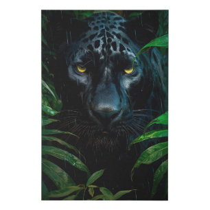 Mysterious Black Panther Jungle Wildlife Design Faux Canvas Print