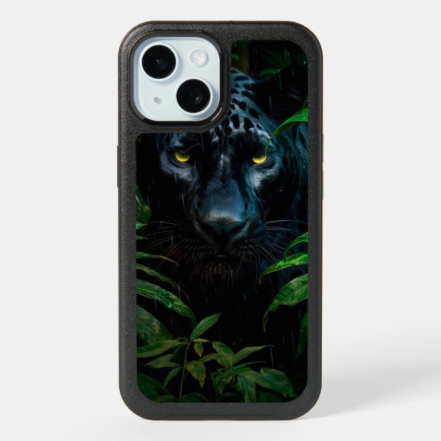 Mysterious Black Panther Jungle Wildlife Design iPhone 15 Case (Back)