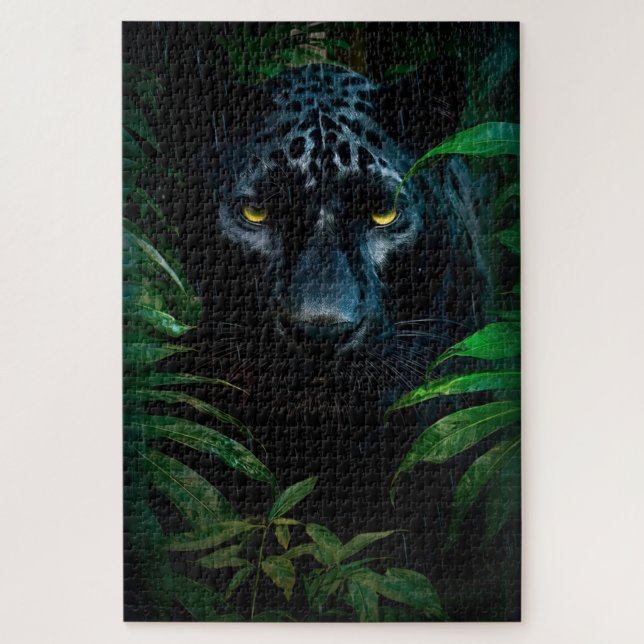 Mysterious Black Panther Jungle Wildlife Design Jigsaw Puzzle (Vertical)