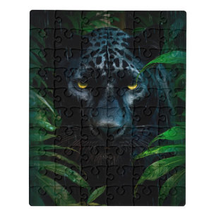 Mysterious Black Panther Jungle Wildlife Design Jigsaw Puzzle