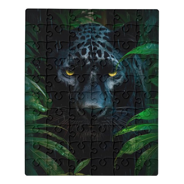Mysterious Black Panther Jungle Wildlife Design Jigsaw Puzzle (Puzzle Vertical)