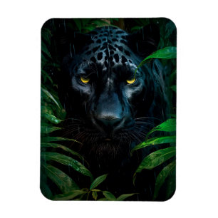 Mysterious Black Panther Jungle Wildlife Design Magnet