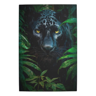 Mysterious Black Panther Jungle Wildlife Design Metal Print