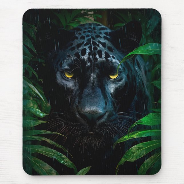 Mysterious Black Panther Jungle Wildlife Design Mouse Pad (Front)
