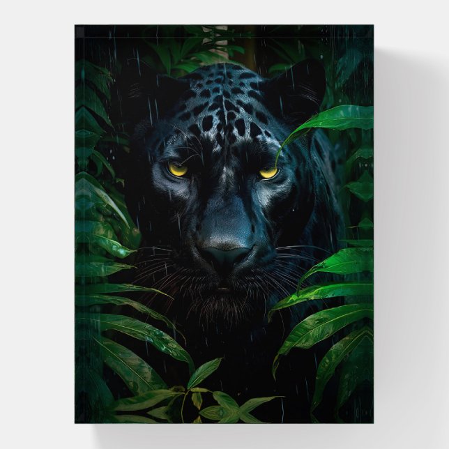 Mysterious Black Panther Jungle Wildlife Design Paperweight (Vertical)