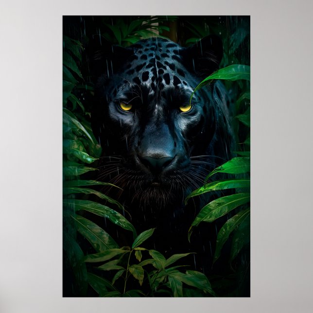 Mysterious Black Panther Jungle Wildlife Design Poster (Front)