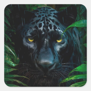 Mysterious Black Panther Jungle Wildlife Design Square Sticker